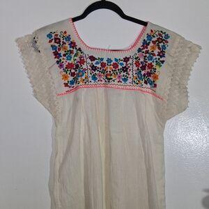 Embroidered Floral Cream Blouse